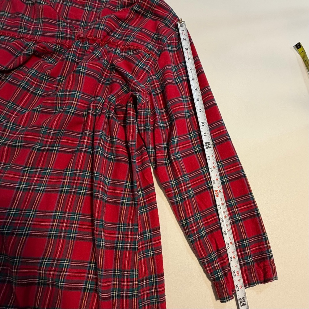 VINTAGE tartan plaid flannel cotton nightgown maxi long sleeve plus size - Picture 10 of 11